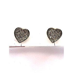 .10ct G SI 10K Yellow Gold Diamond Heart Shaped Fashion Earrings
